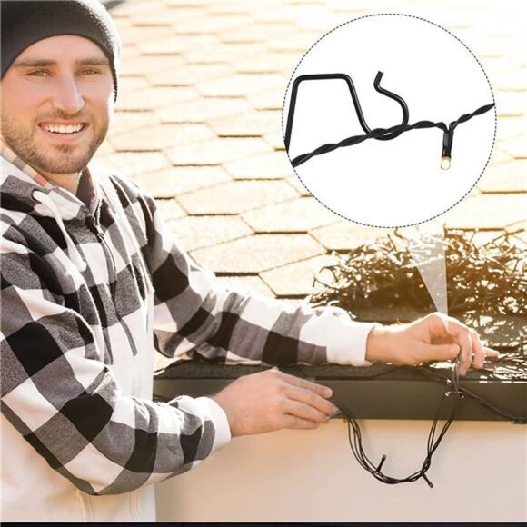 Light Hanger Christmas Gutter Light Hook Metal Outdoor Gutter (Black, 80 Pieces) - Picture 2 of 7